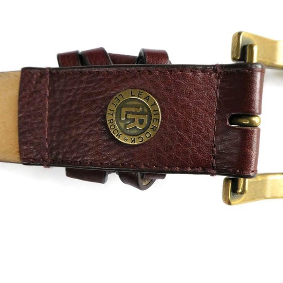 Leatherock Belt Brown Genuine Leather Brass Square - Picture 5 of 5